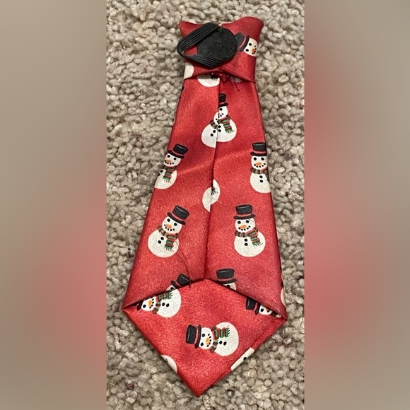 Dog Pet Tie Snowman Christmas Holiday Red - Picture 3 of 4